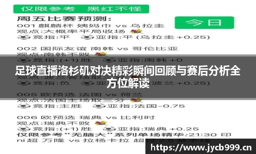 足球直播洛杉矶对决精彩瞬间回顾与赛后分析全方位解读