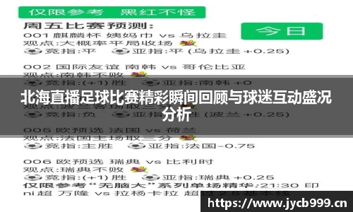 北海直播足球比赛精彩瞬间回顾与球迷互动盛况分析