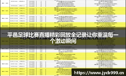 平邑足球比赛直播精彩回放全记录让你重温每一个激动瞬间