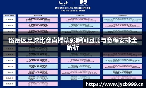 岱岳区足球比赛直播精彩瞬间回顾与赛程安排全解析