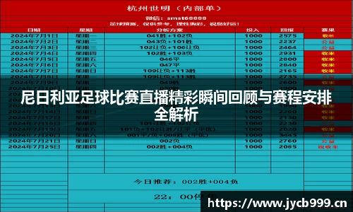 尼日利亚足球比赛直播精彩瞬间回顾与赛程安排全解析