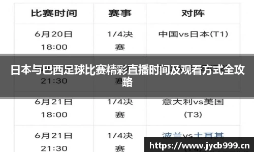 日本与巴西足球比赛精彩直播时间及观看方式全攻略